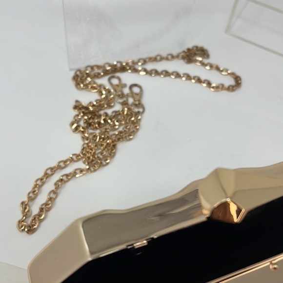 Rose Gold Metal Geometric Box Clutch Shoulder Bag - Picture 9 of 10